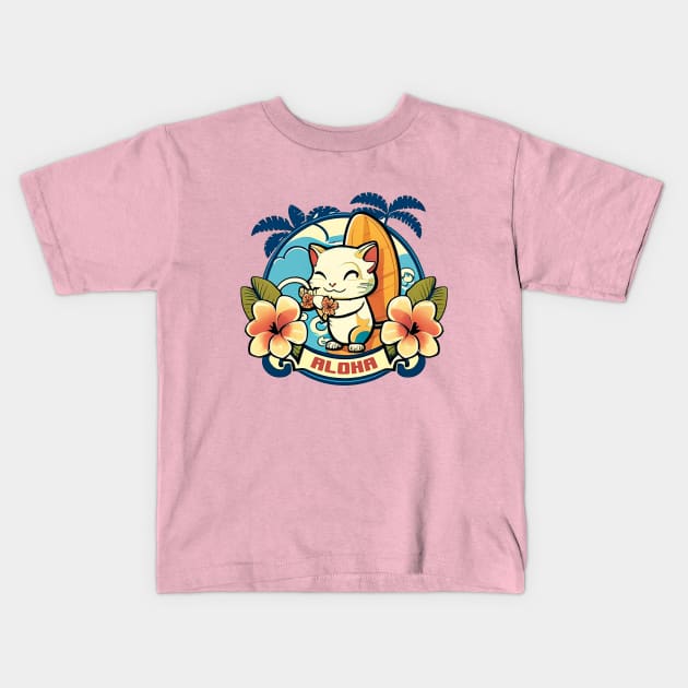 Aloha Cat Kids T-Shirt by Kona Cat Creationz